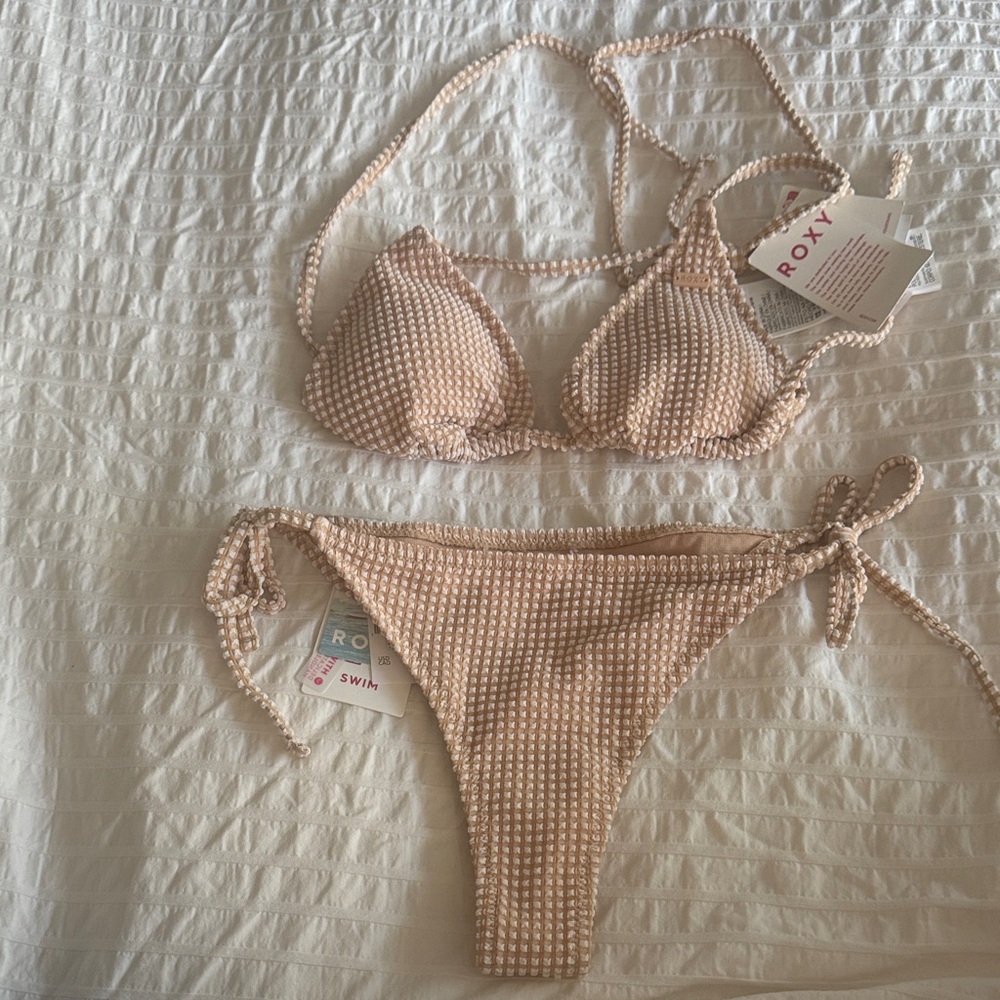 Roxy Textured Beige Bikini Set